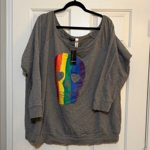 Torrid Gray Sweatshirt with Colorful Skull